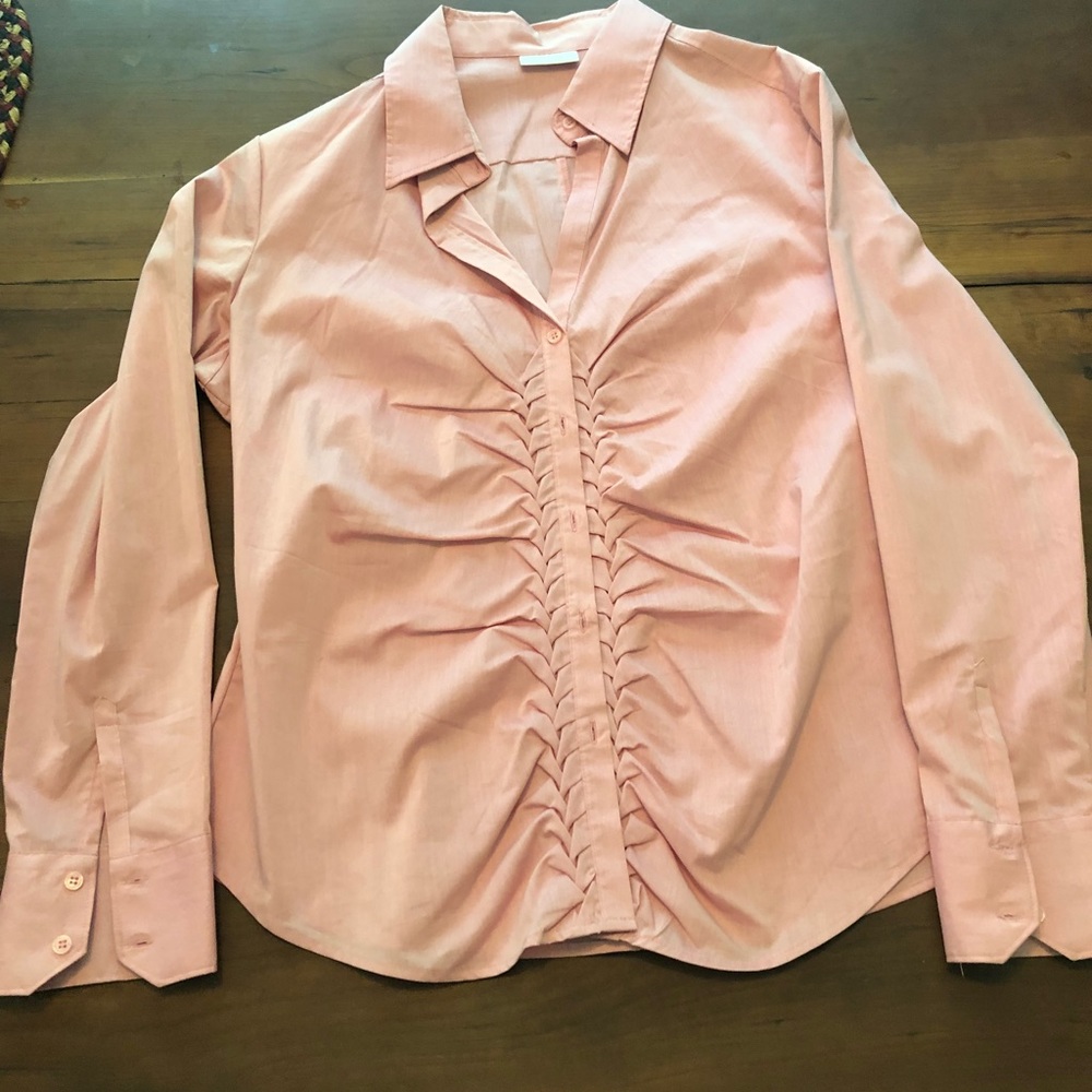 Ladies pink button down shirt